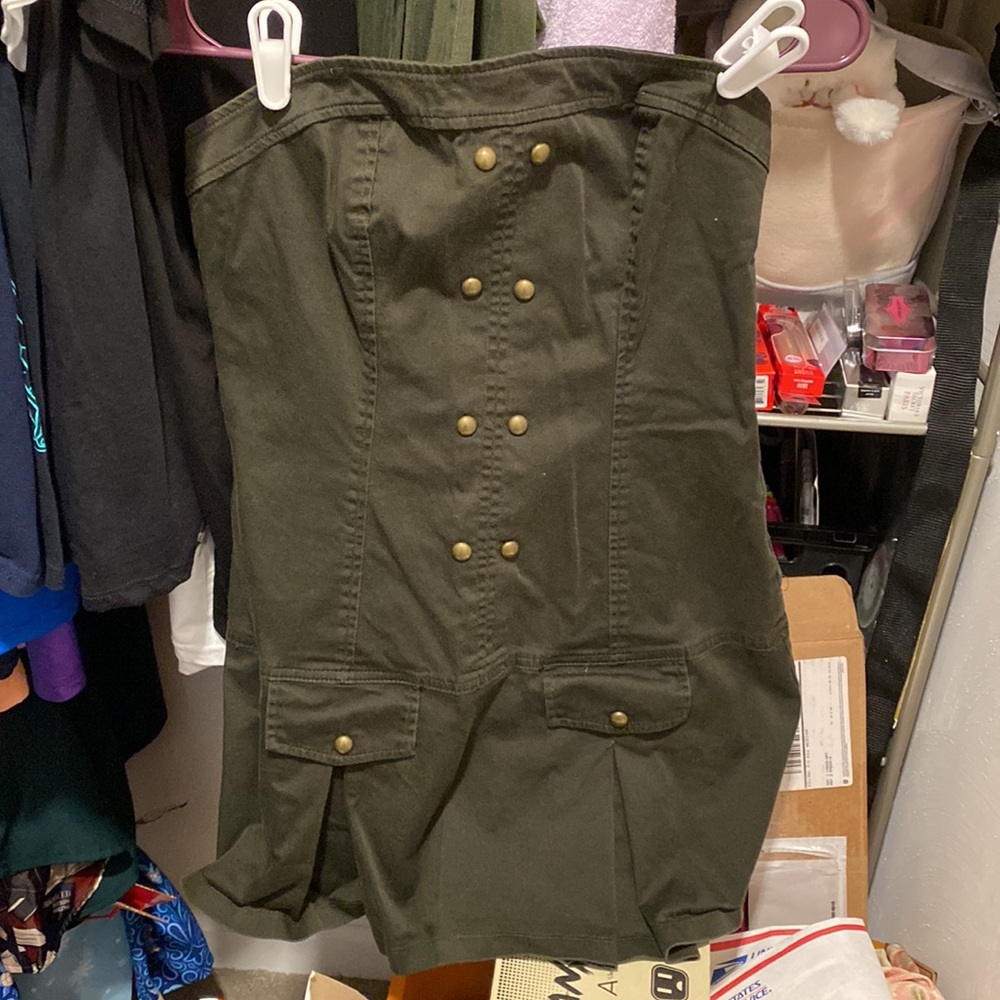 Military Green True Love 2005 Short Strapless Hottopic Dress Rave Goth 00s
